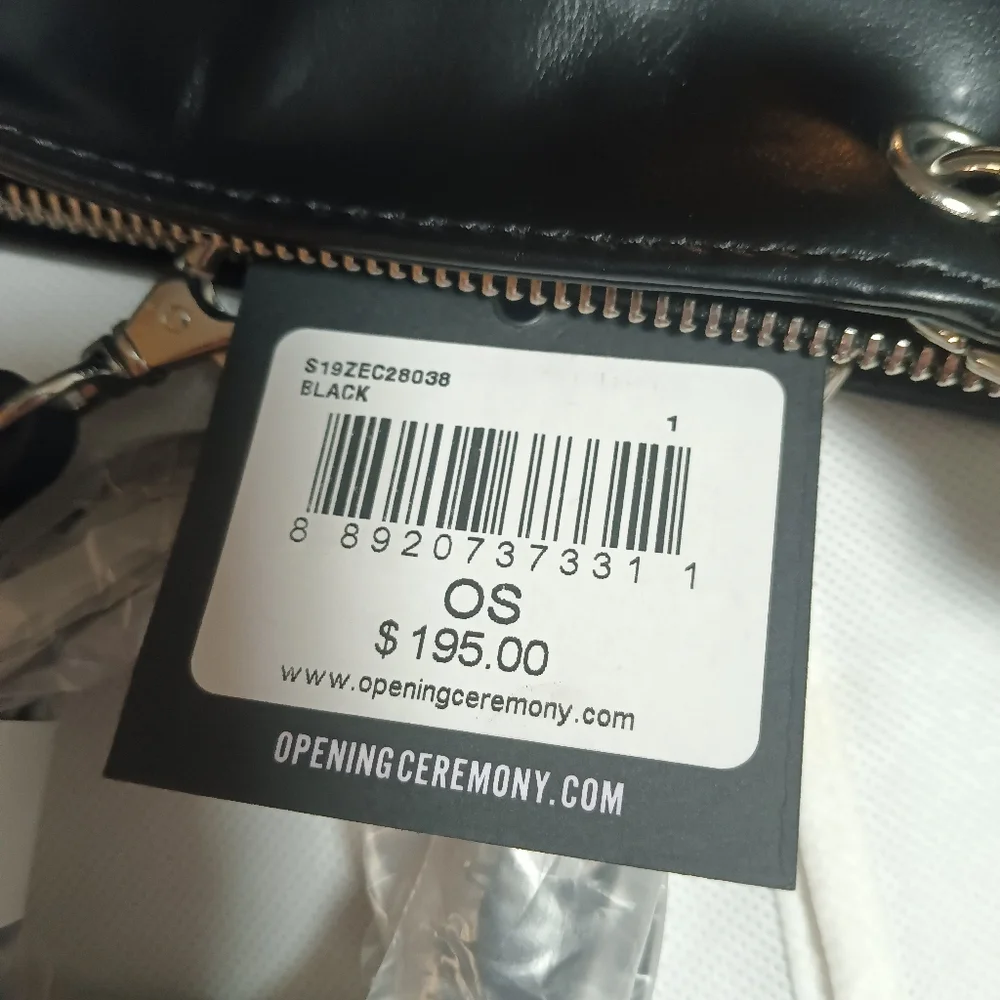 Opening Ceremony Shiny Black Leather Tote Bag